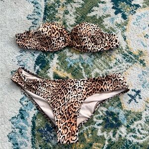 VS leopard print bikini padded push up 34A cheeky hipster bottom size M